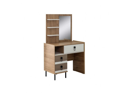 Dressing table Suite with Mirror Wood Bedroom Brown Console Set