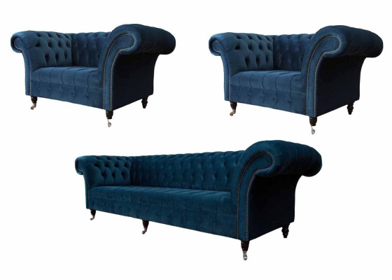 Sofa Couch Textile Upholstery Seat 2+1+1 Seater Suite Design Sofas