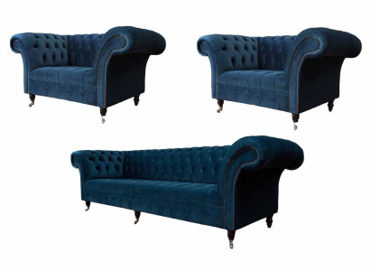 Sofa Couch Textile Upholstery Seat 2+1+1 Seater Suite Design Sofas