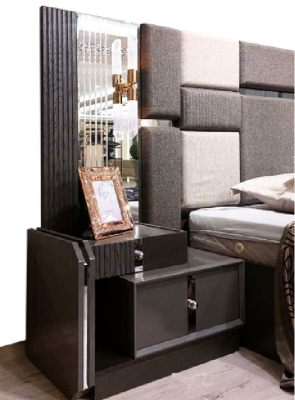 Luxury Gray Complete's Bedroom Double bed 2x Bedside tables Wardrobe