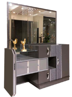 Luxury Gray Complete's Bedroom Double bed 2x Bedside tables Wardrobe