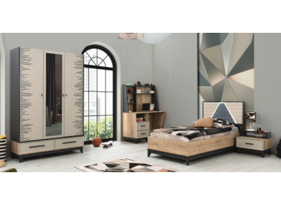 Complete e children's furniture youth bed bed wood set 4 pieces children's room brown
