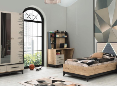 Complete e children's furniture youth bed bed wood set 4 pieces children's room brown