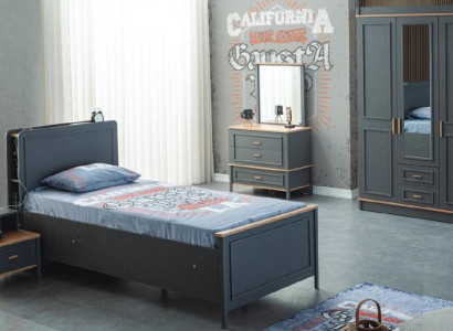 Children's furniture suite children's room bed children's bed gray wood set 5 pieces