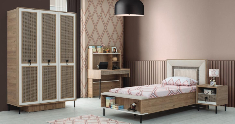 Children's furniture suite children's room bed children's bed brown wood set 4 pieces