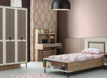 Children's furniture suite children's room bed children's bed brown wood set 4 pieces