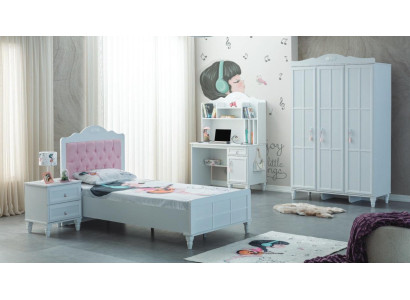 White Group Childrens bed Children's furniture Childrens room Bed Wood Set 4pcs