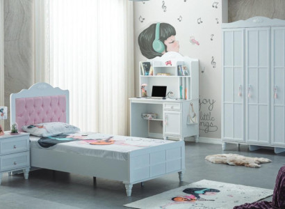 White Group Childrens bed Children's furniture Childrens room Bed Wood Set 4pcs