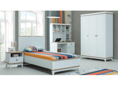 Complete e youth bed children's furniture children's bed white wood set 4 pieces modern
