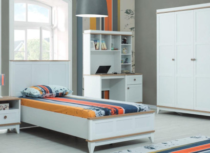 Youth bed children's furniture children's bed complete e white wood set 4 pieces modern