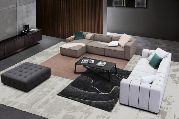 Living room Suite Design Corner sofa L-shape + Sofa 4 Seater Upholstery Couches Leather