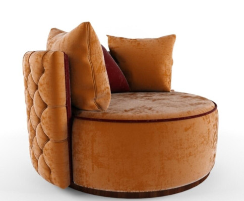 Round Armchair Chesterfield Club Round Sofa Couch Round Relax Chairs Upholstery Chair