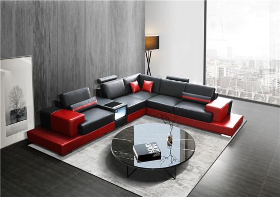 Couch Corner sofa Leather Living landscape Suite Design Modern Sof L-shape Coffee table