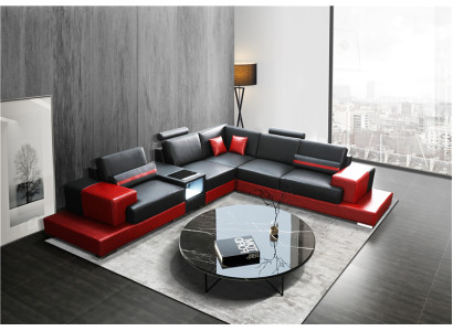 Couch Corner sofa Leather Living landscape Suite Design Modern Sof L-shape Coffee table