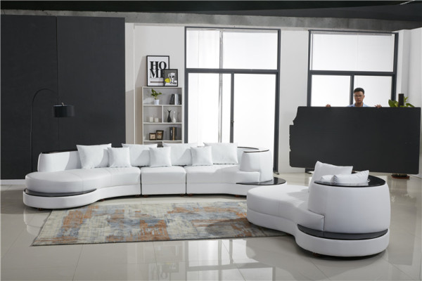 Leather Sofa Corner sofa Living landscape Round Couch Seat Upholstery Suite Rundsofa new