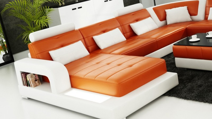 Modern Corner sofa Upholstery Couch Leather Corner sofa Living landscape U-shape