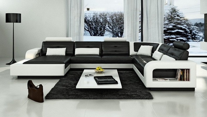Modern Corner sofa Upholstery Couch Leather Corner sofa Living landscape U-shape