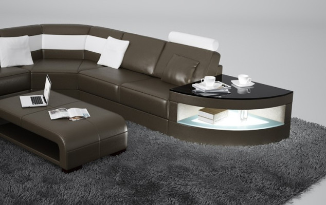 Modern Sofa Corner suite U-shape Upholstery Seat Corner Couch + Coffee table Complete