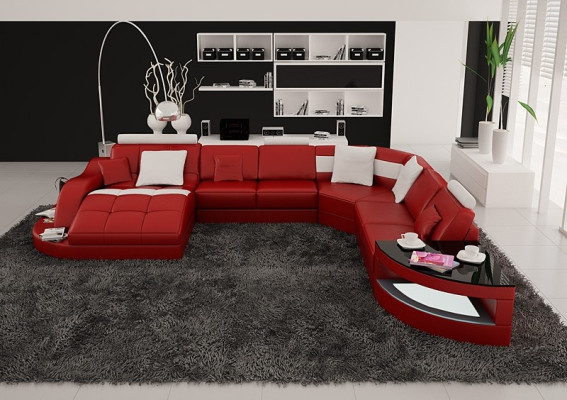 Modern Sofa Corner suite U-shape Upholstery Seat Corner Couch + Coffee table Complete
