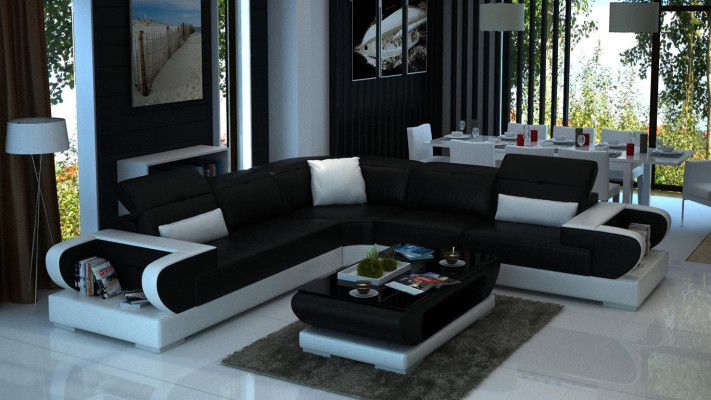 Designer Sofa Couch Corner sofa Luxury Upholstery Suite Living landscape L-shape LED