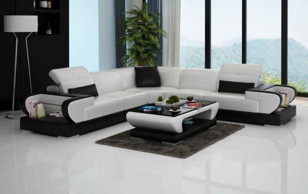 Designer Sofa Couch Corner sofa Luxury Upholstery Suite Living landscape L-shape LED