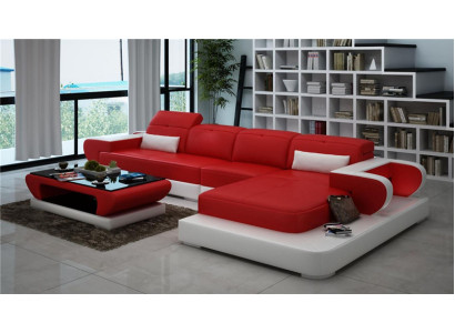 Corner sofa Sofa set Leather Sofa Corner Upholstery Stool Set Red Designer Couch new
