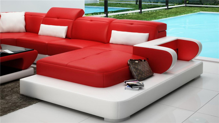 Corner sofa Sofa set Leather Sofa Corner Upholstery Stool Set Red Designer Couch new