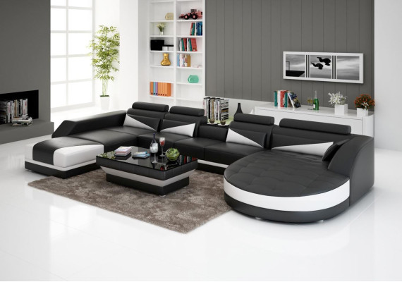 XXL Living landscape U-shape Corner sofa Sofa Couch Upholstery Suite Leather new