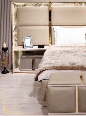 Modern Suite Furnishings Bedroom Bed 2xNight Tables Design Furniture new