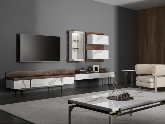 Wall unit tv stand sideboard wall cabinet modern living room hanging display case wood