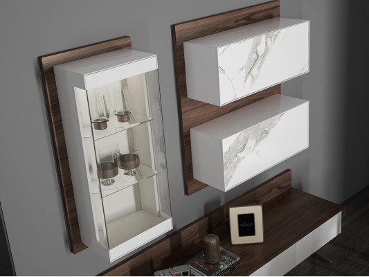 Wall unit tv stand sideboard wall cabinet modern living room hanging display case wood