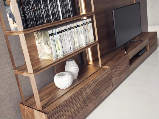 Living room furniture set 4 pieces TV lowboard 2x bookshelves wooden furniture TV frame complete