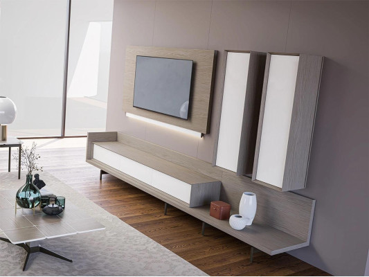 Wall unit TV lowboard TV Frame Furnishings 2x wall cabinet Design Modern Suite