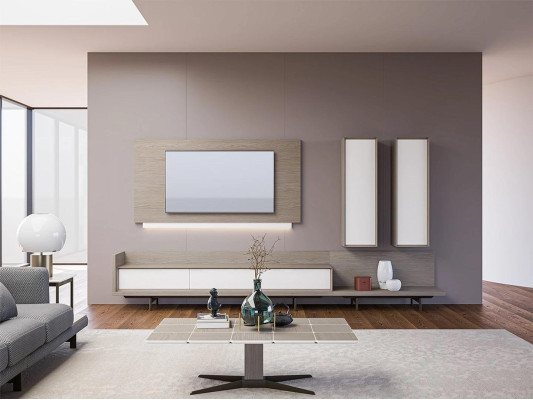 Wall unit TV lowboard TV Frame Furnishings 2x wall cabinet Design Modern Suite