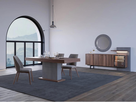 Dining set Dining room Furniture Dining table 4x Chairs Luxury Sideboard with Mirror