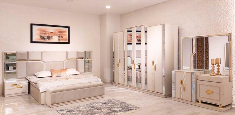 Set Double bed Luxury 2x Bedside tables Bedroom Modern Designer Furniture