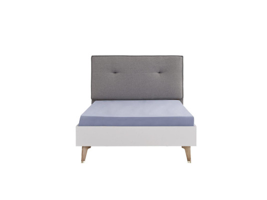 Childrens bed Bed 100 cm youth bed Wood Gray Childrens room Fabric Modern