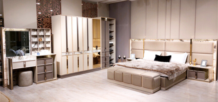 Modern Suite Furnishings Bedroom Bed 2xNight Tables Design Furniture new
