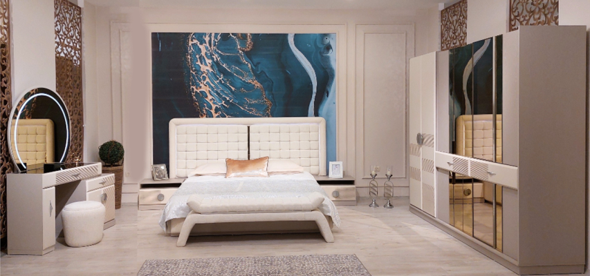 Designer Modern Bedroom Set Luxury Bed 2x Bedside tables new Furnishings