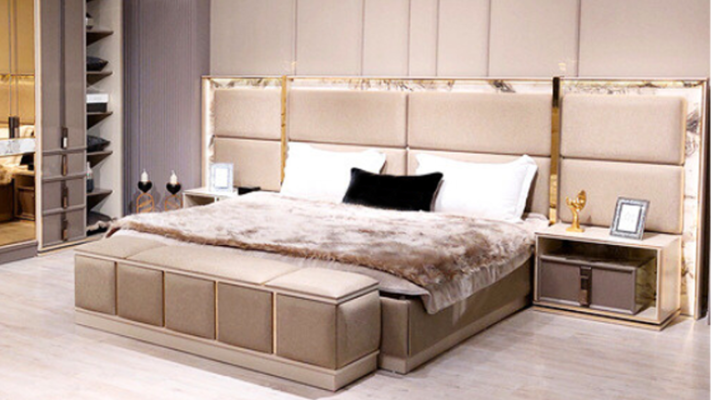 Modern Suite Furnishings Bedroom Bed 2xNight Tables Design Furniture new
