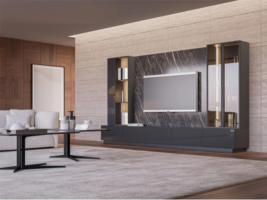 Living room furniture Complete e Set 6pcs Designer Wall unit Wooden furniture Luxury Furnishings