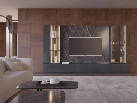 Living room furniture Complete e Set 6pcs Designer Wall unit Wooden furniture Luxury Furnishings