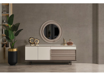 Designer Dining room Furniture Wood Sideboard Luxury Mirror Chest of drawers Sideboard