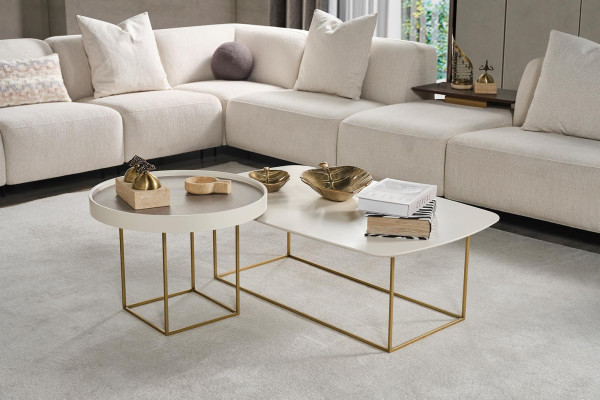 Living room Coffee table Set Designer round table Half round stainless steel table