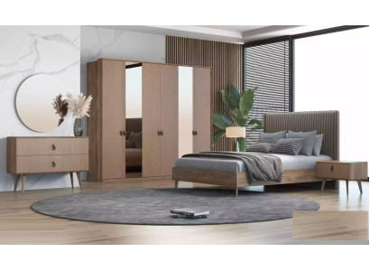 Set Bed 2x Bedside tables Dressing table Bedroom 6-piece Design Modern