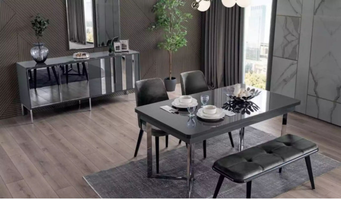 Complete Set Dining table 4x Chairs Dining room Set Ess Group Sideboard 8pcs