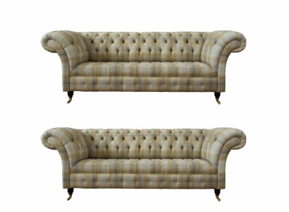 Designer Chesterfield Sofa set Sofa Couch Upholstery Set in 3+3 Seater