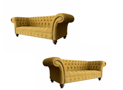 Luxury Chesterfield Sofa 2x 2 Seater Couch Textile Modern Sofas new Suite