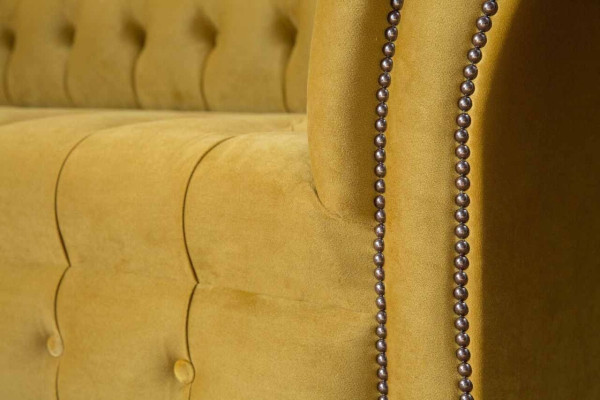 Elegance Design Sofa 4 Seater Couch Upholstery Luxury Textile Chesterfield Sofas Yellow
