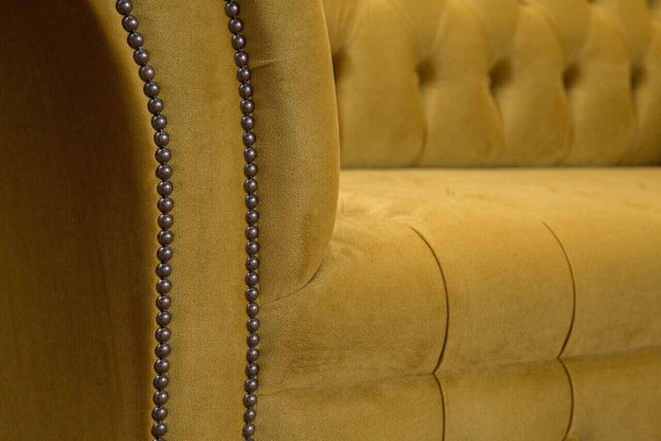 Elegance Design Sofa 4 Seater Couch Upholstery Luxury Textile Chesterfield Sofas Yellow
